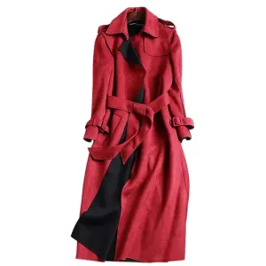 Autumn Suede Long Elegant Slimming Trench Coat Outwear
