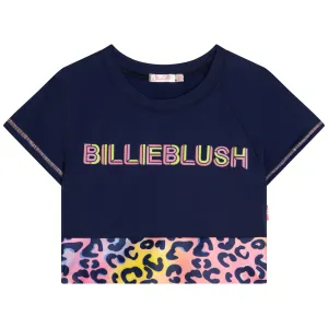 AW22 Billieblush Girls Navy Blue Leopard Print Sports Top