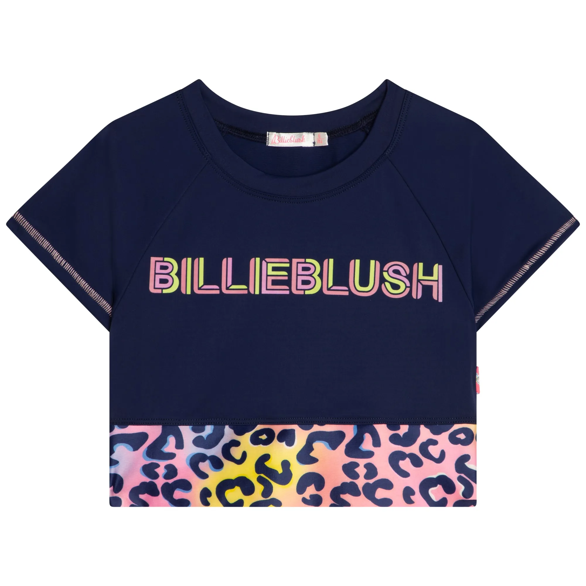 AW22 Billieblush Girls Navy Blue Leopard Print Sports Top