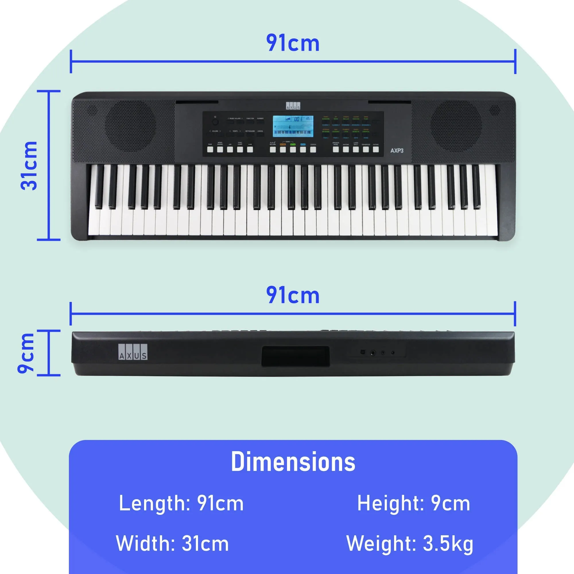 Axus 61 Note Slimline Portable Keyboard Pack