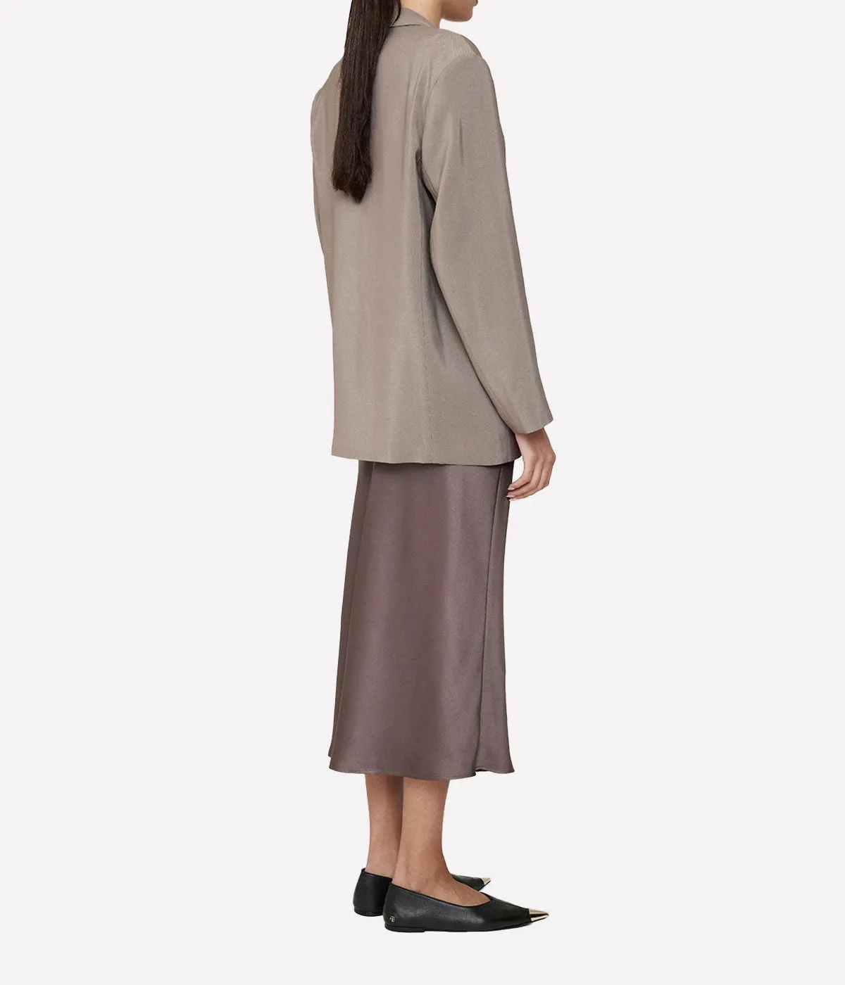 Bar Silk Skirt in Iron