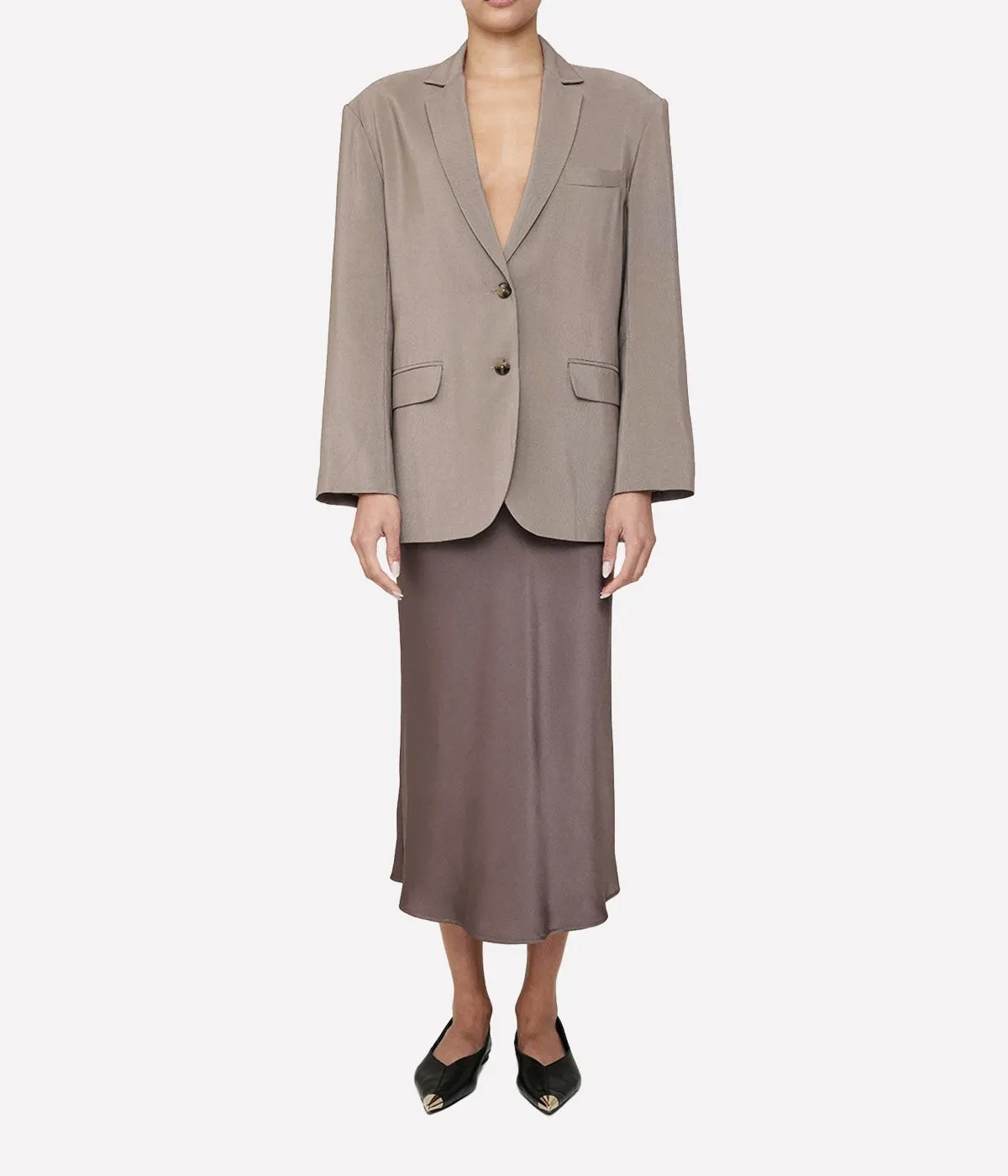 Bar Silk Skirt in Iron