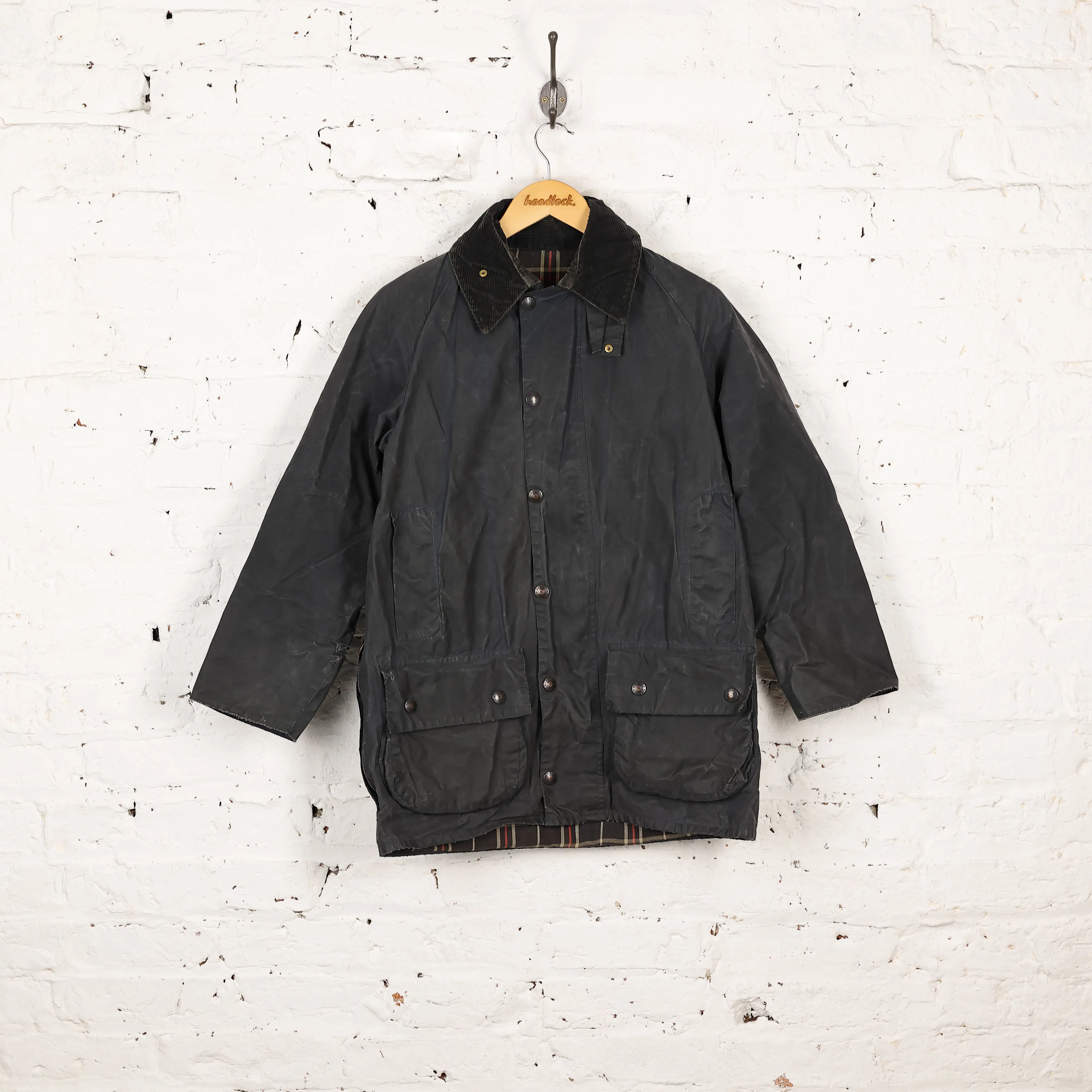 Barbour Bedale Wax Jacket Coat - Blue - S