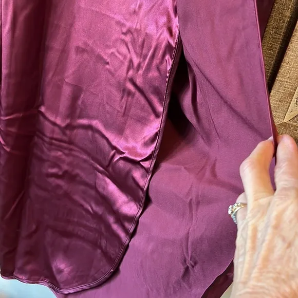BB Dakota Pajamas Satin Silky Lounge Set Womens Elastic Wide Leg Pants Large