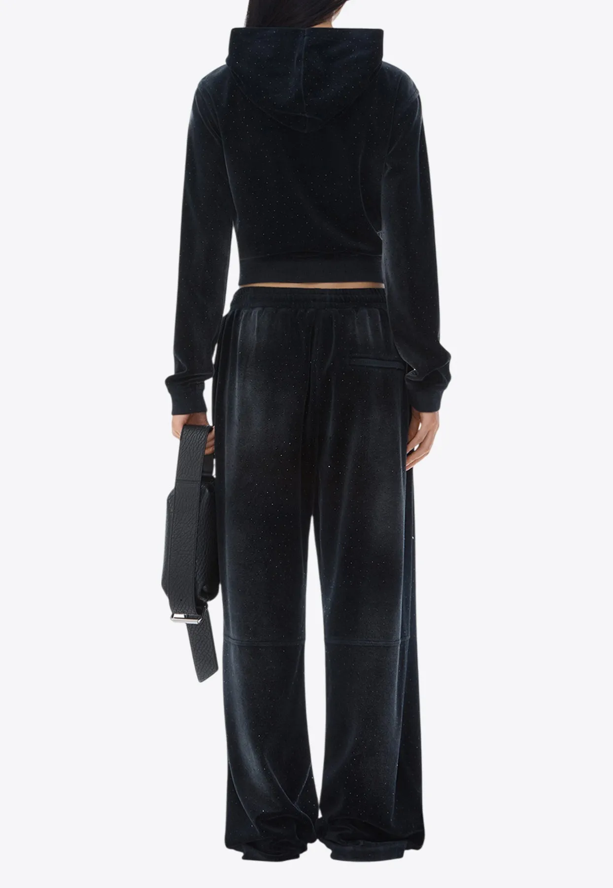 Beaded Velvet Wide-Leg Pants