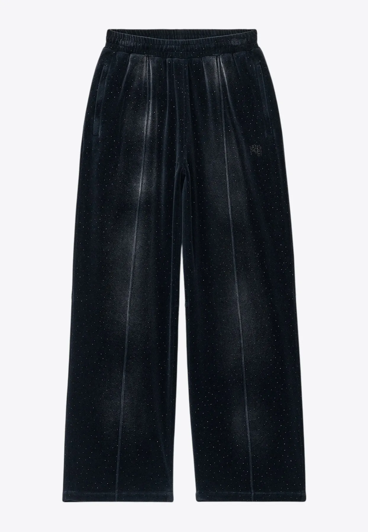 Beaded Velvet Wide-Leg Pants