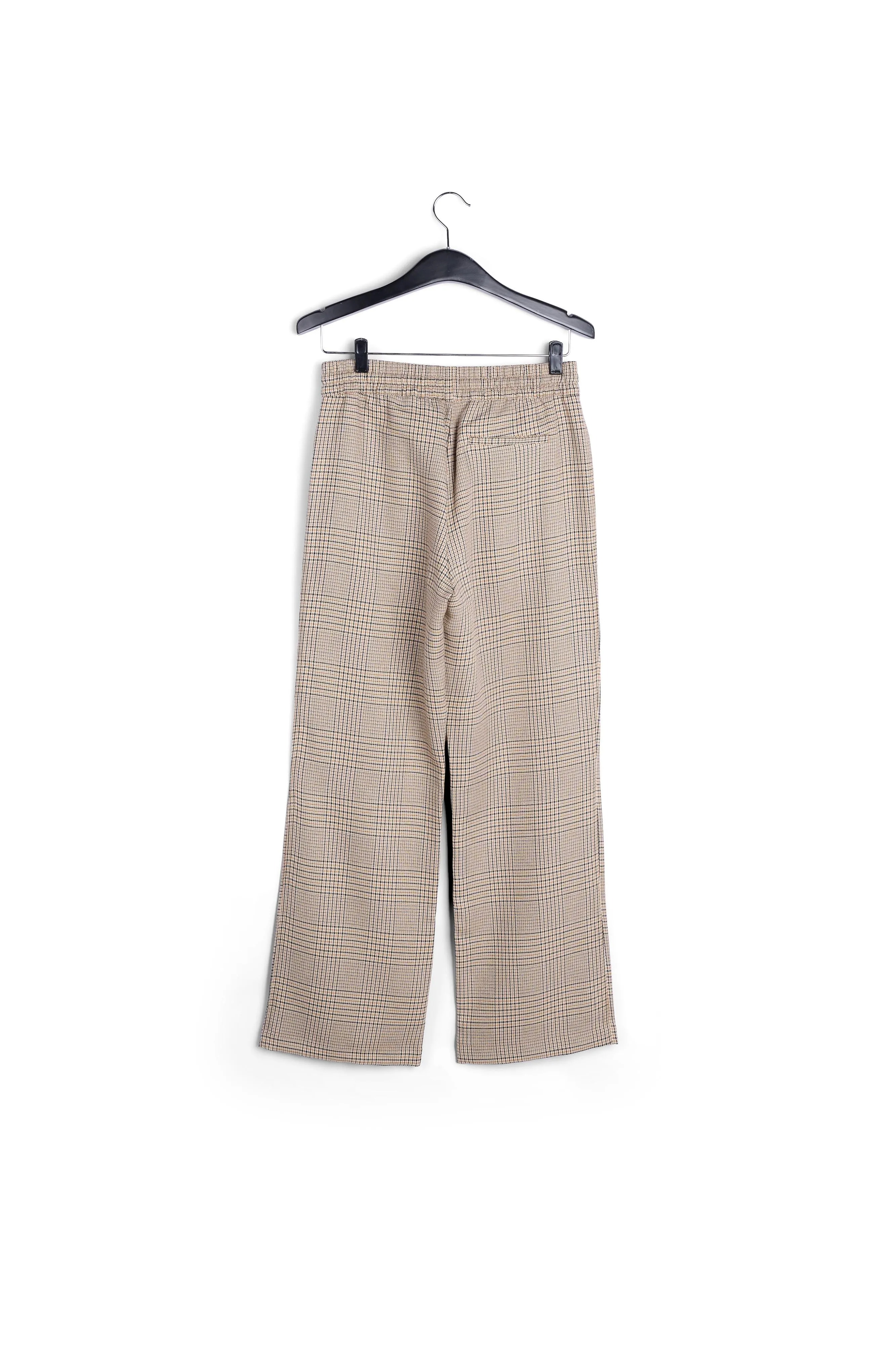 Beige checked wide-leg pants
