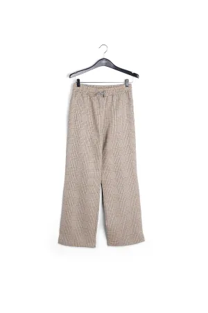 Beige checked wide-leg pants