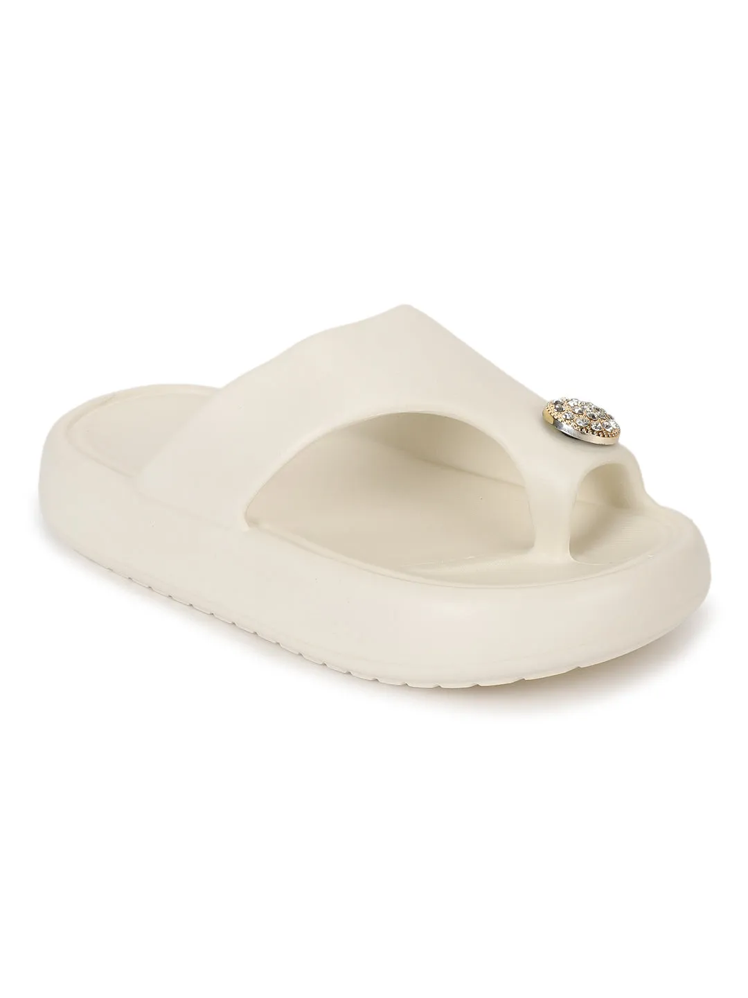 Beige PU Toe Ring Slip-On Flats (TC-RS4200-BEIG)