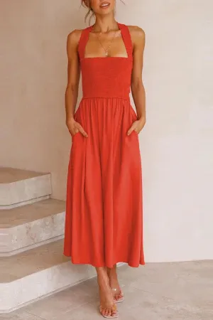 Bendetta - midi dress with pockets and ruffled crossed back