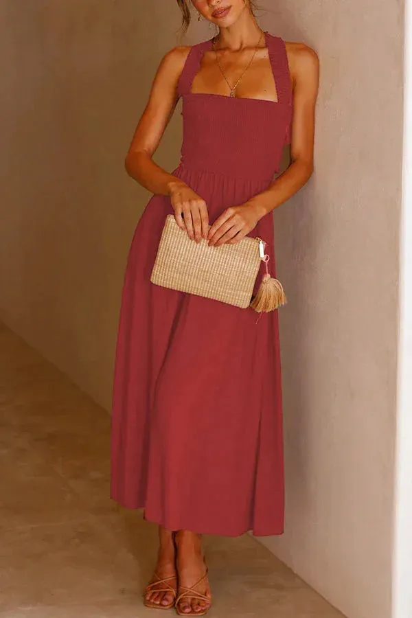 Bendetta - midi dress with pockets and ruffled crossed back