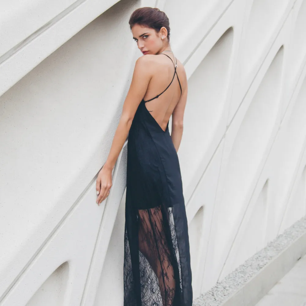 Black Lace Slip Dress