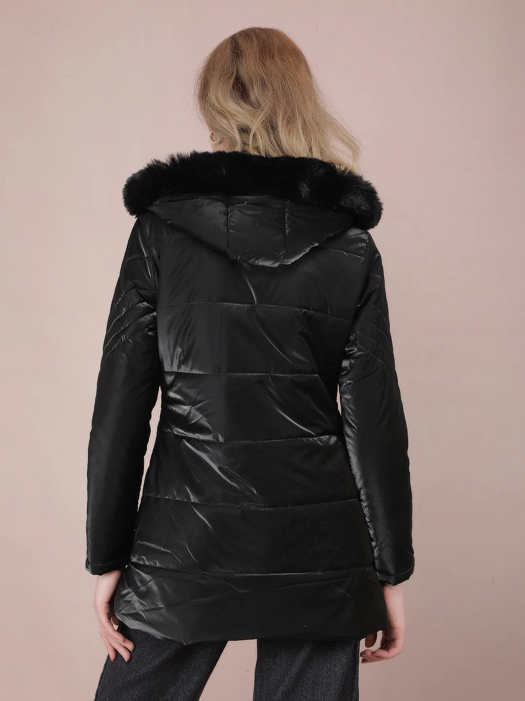 Black Long Length Quilted Jacket