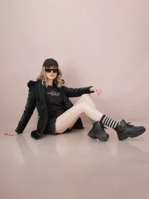 Black Long Length Quilted Jacket