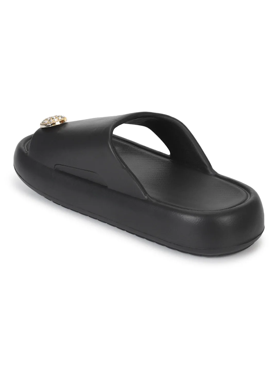 Black PU Toe Ring Slip-On Flats (TC-RS4200-BLK)