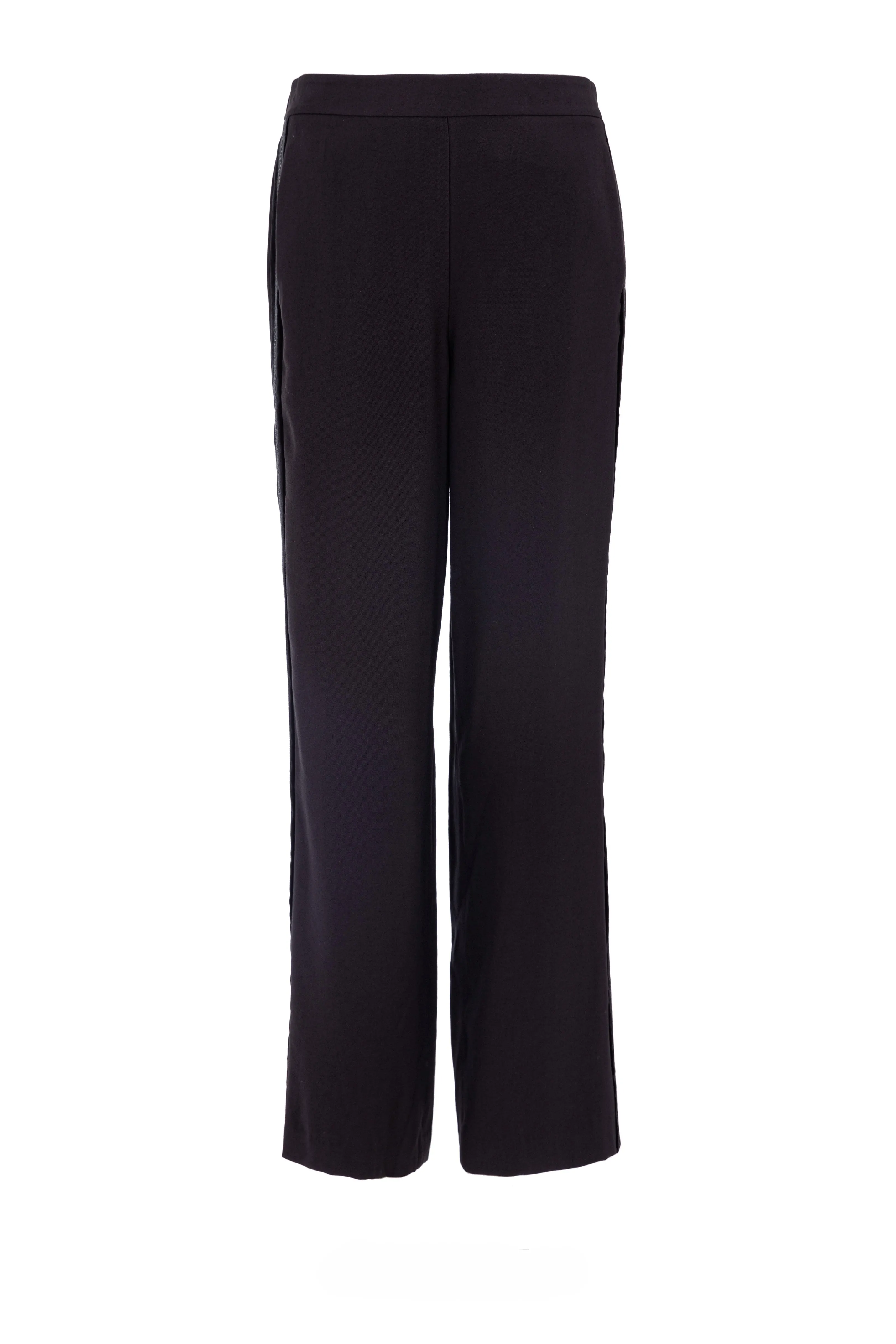 Black straight-leg trousers