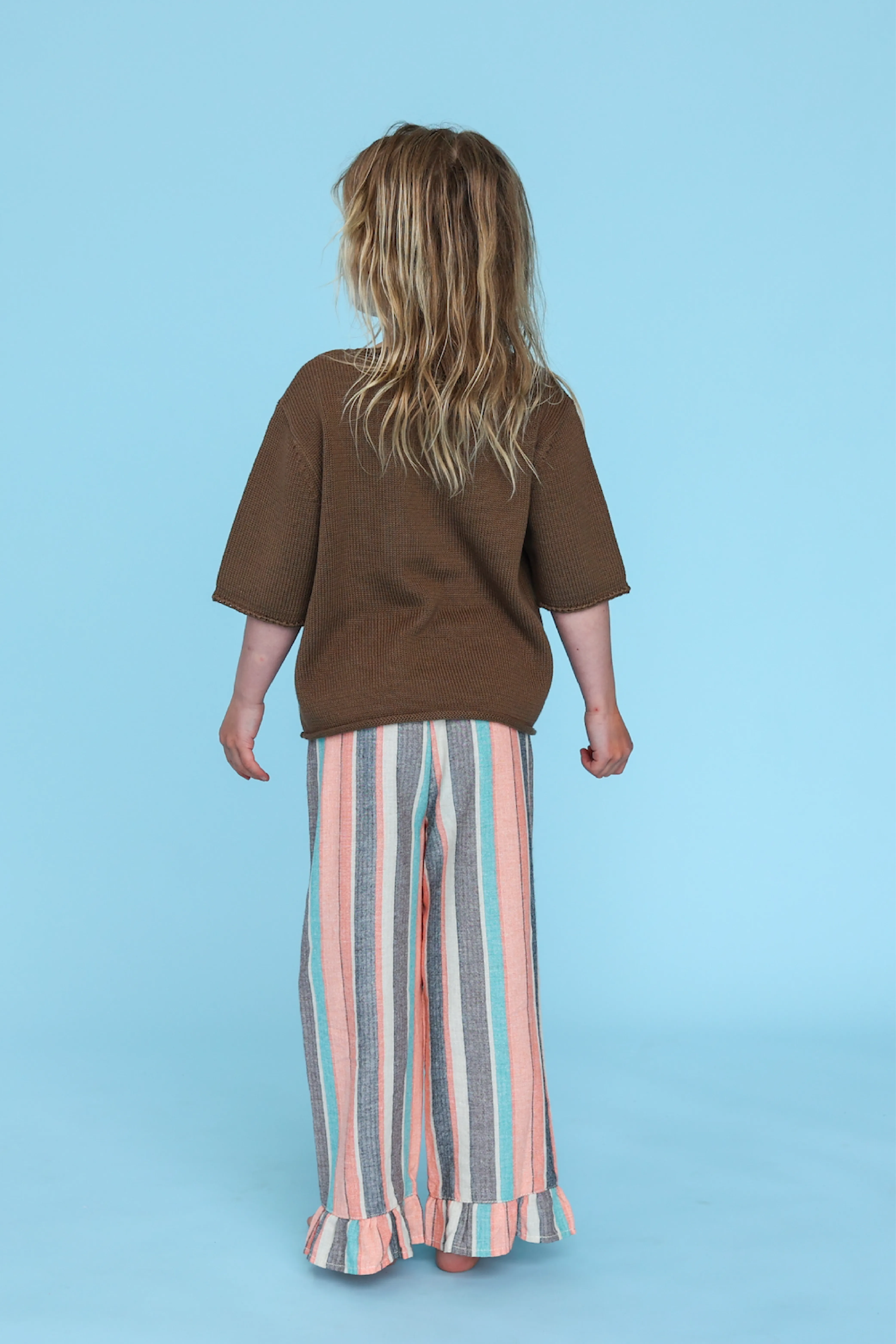 Blanket Stitch Knitted Tee - Cafe