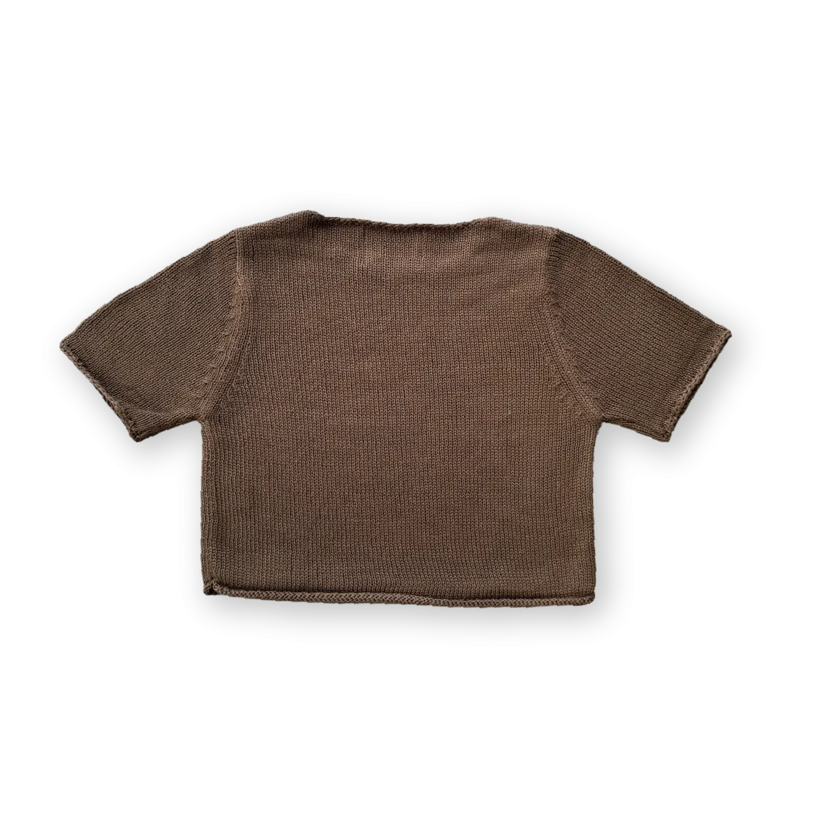 Blanket Stitch Knitted Tee - Cafe