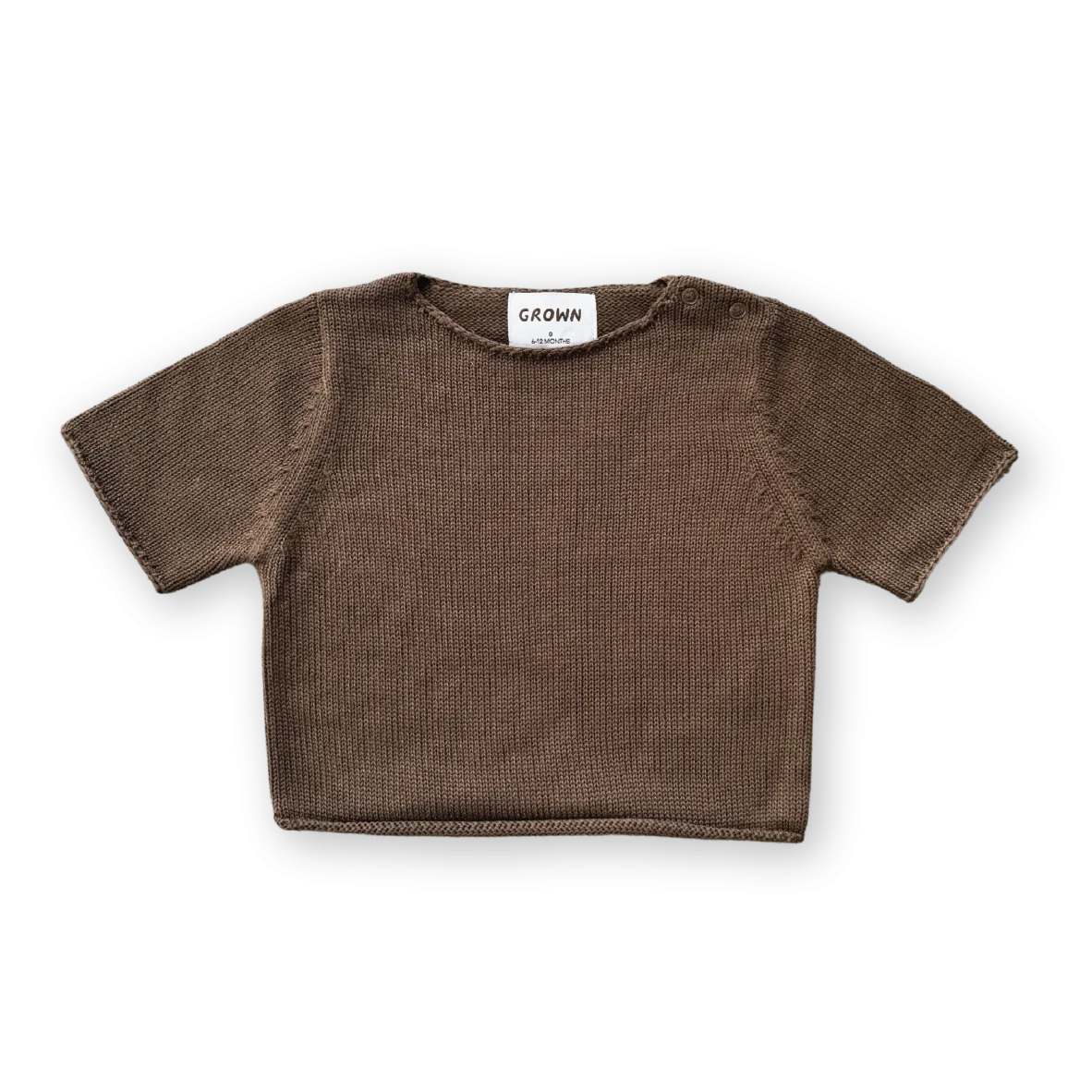 Blanket Stitch Knitted Tee - Cafe