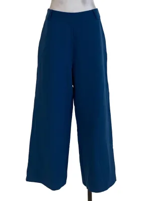 Blue Plain Wide Pants
