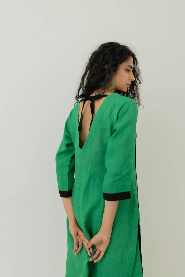 Bottlegreen Linen Kurta and pants Set