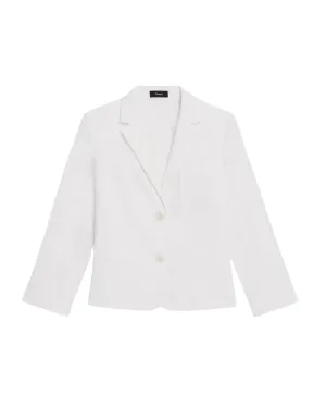 BOXY PATCH POCKET BLAZER IN STRETCH GOOD LINEN