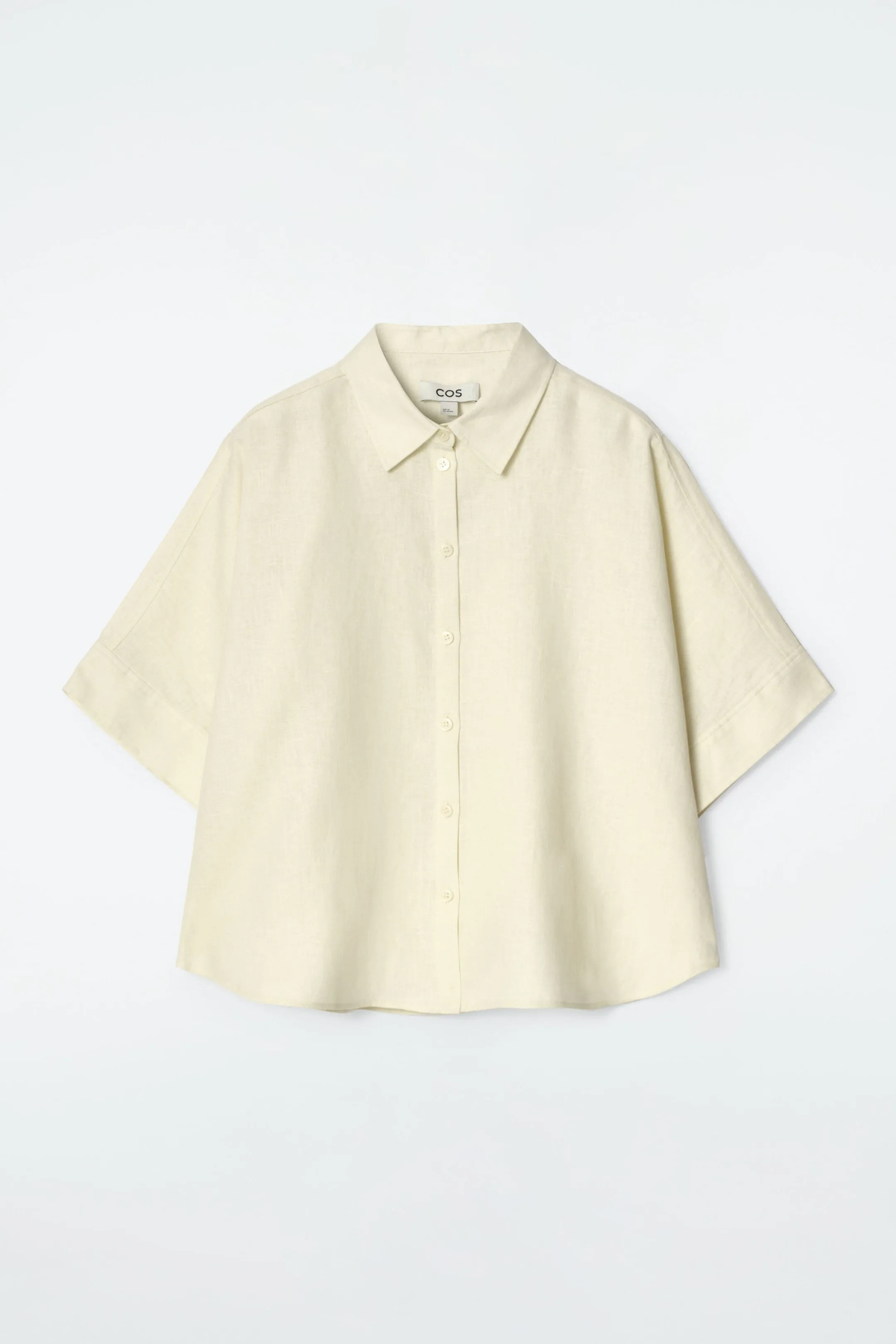 Boxy short-sleeved linen shirt