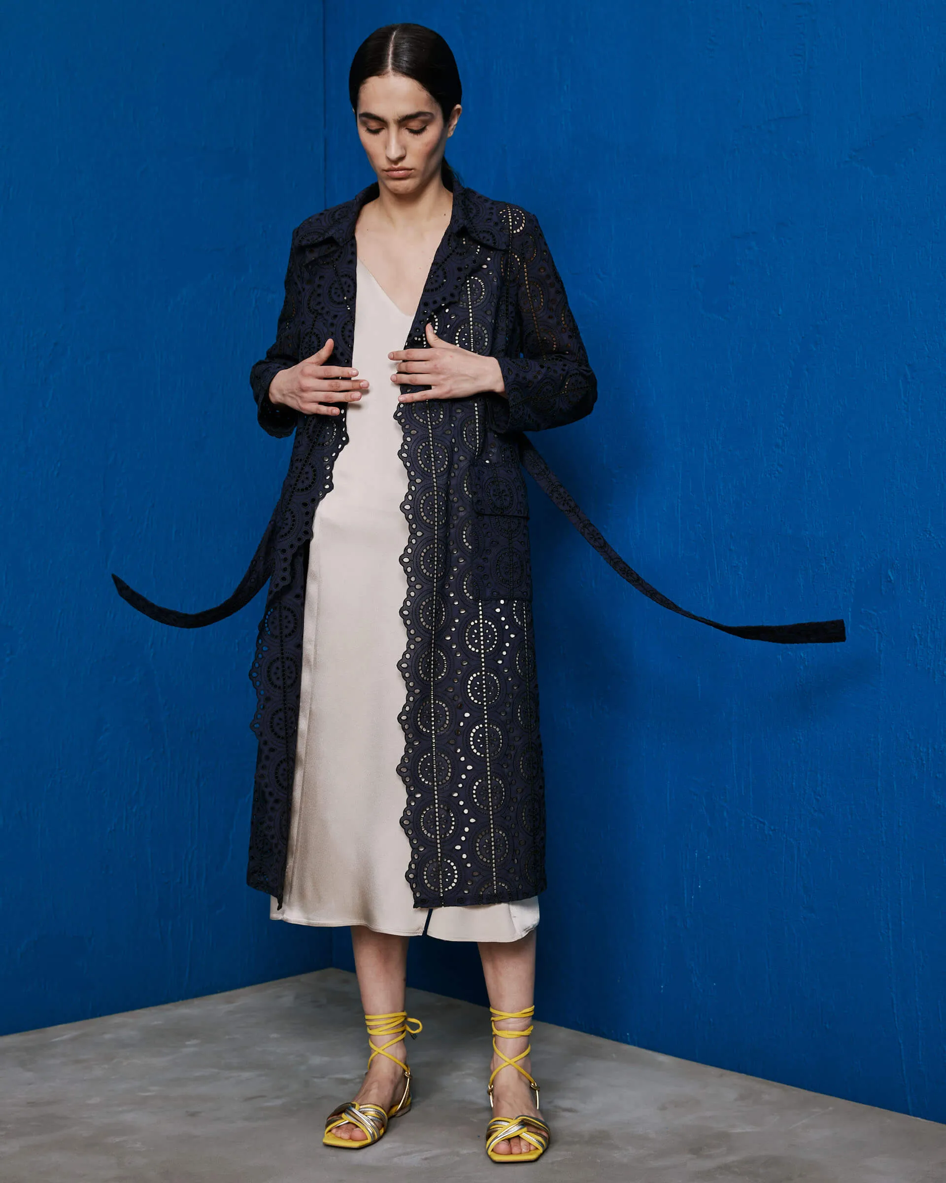 broderie anglaise trench coat