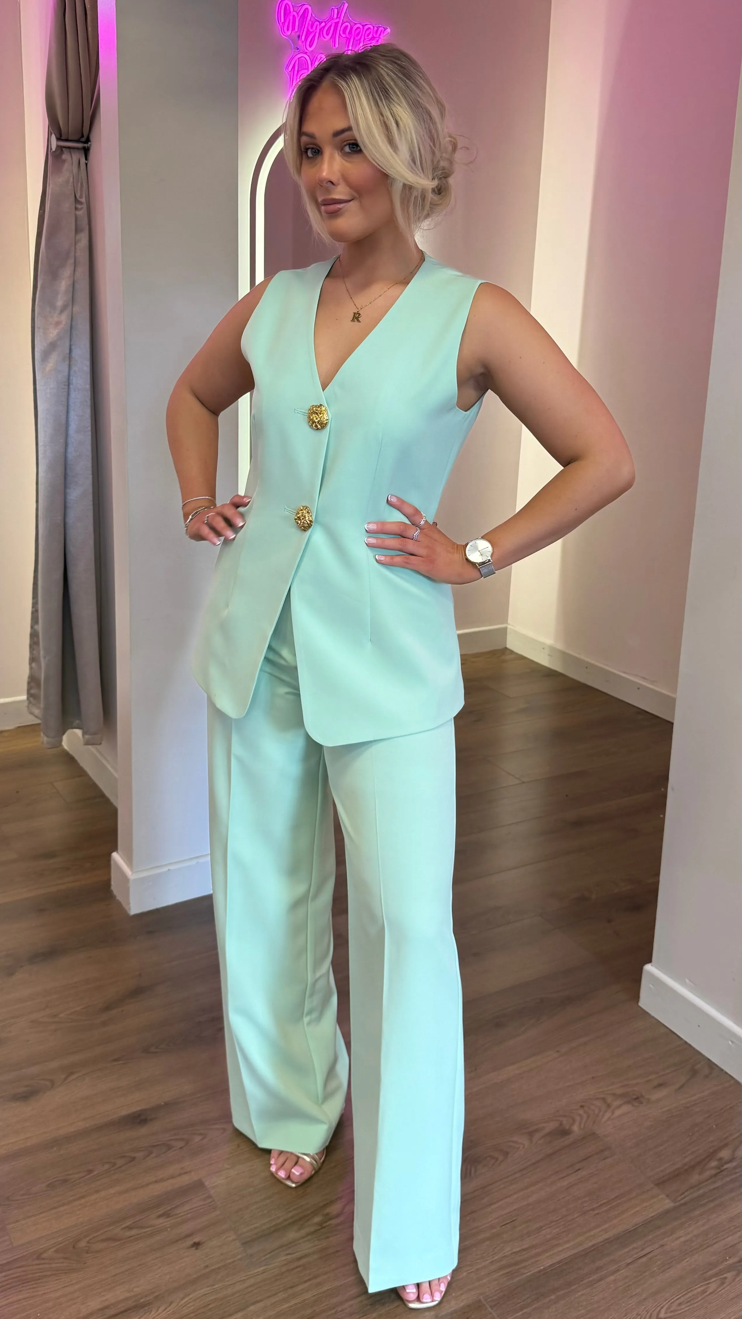 Brynne Mint Green Straight Leg Trousers