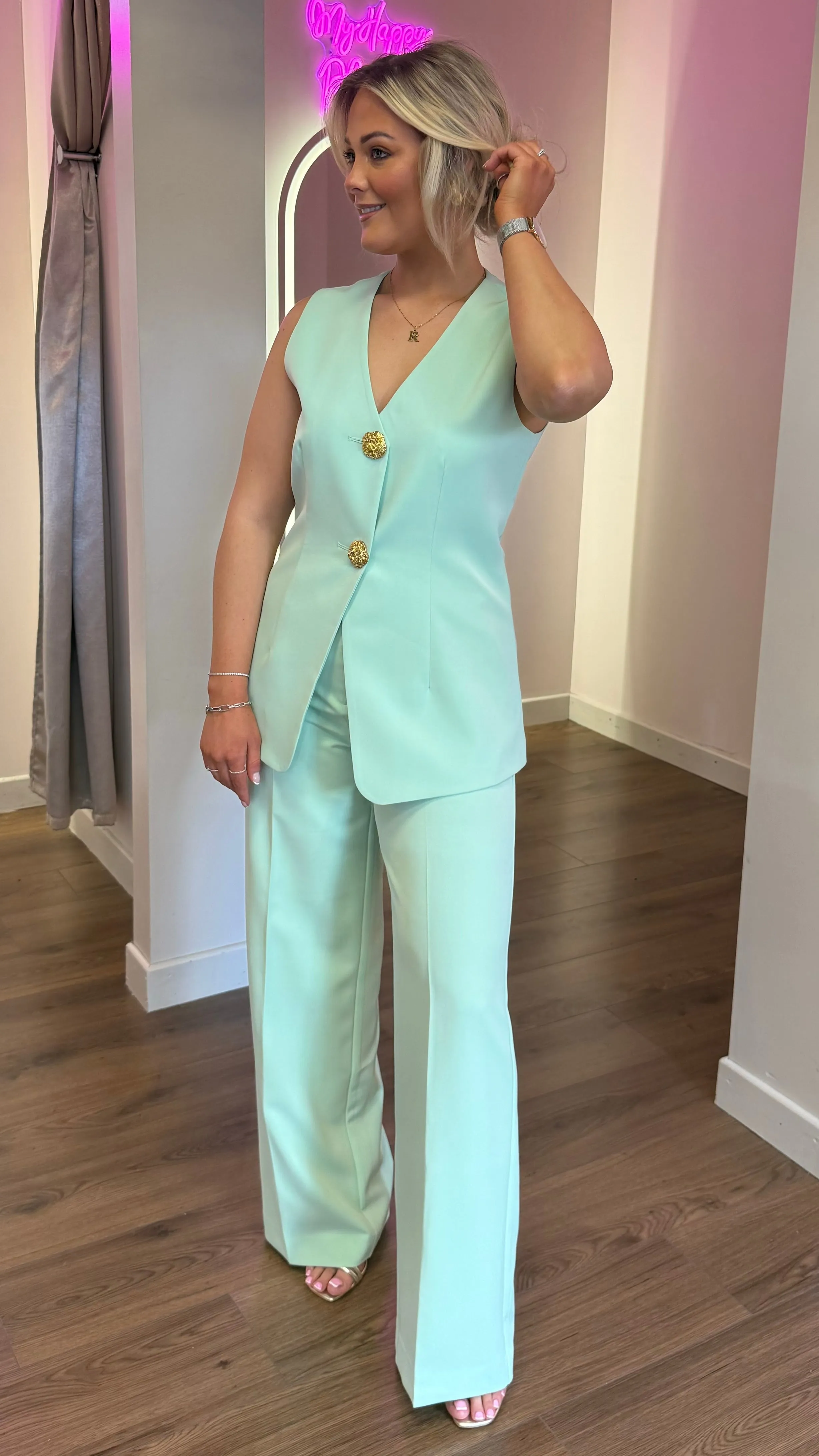 Brynne Mint Green Straight Leg Trousers