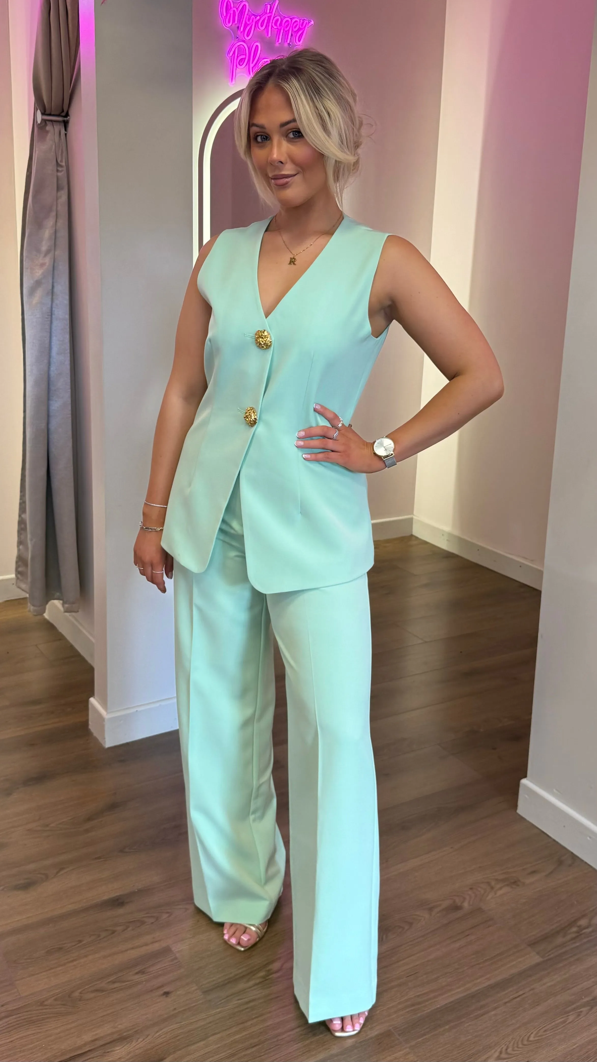 Brynne Mint Green Straight Leg Trousers