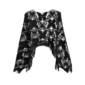 Butterfly Lace Sweater – Black & Khaki