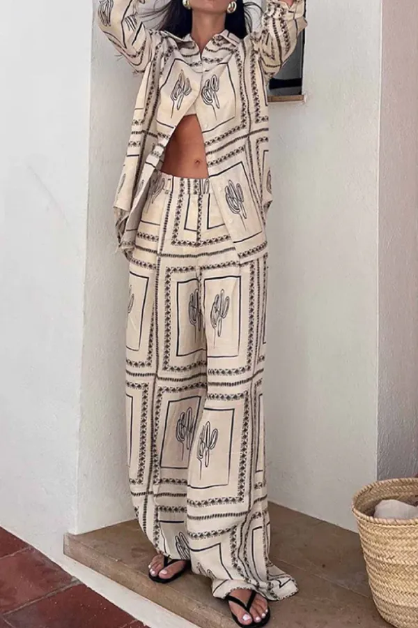 Cactus Black and White Print Two Piece Set
