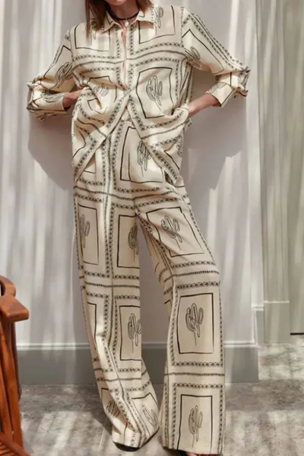 Cactus Black and White Print Two Piece Set
