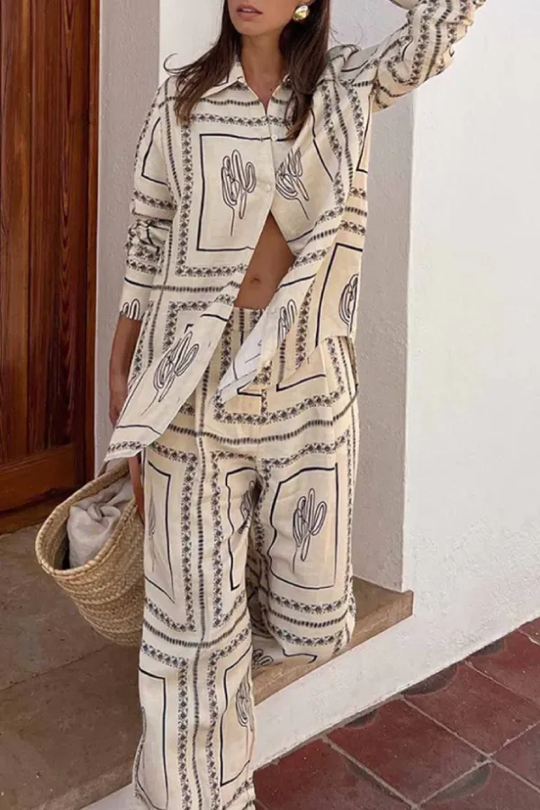 Cactus Black and White Print Two Piece Set