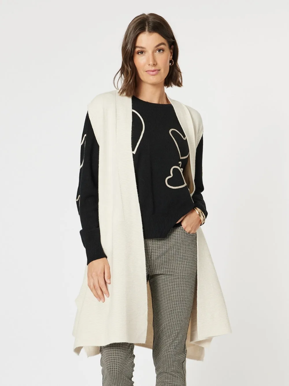 Casa Longline Knit Vest - Light Natural