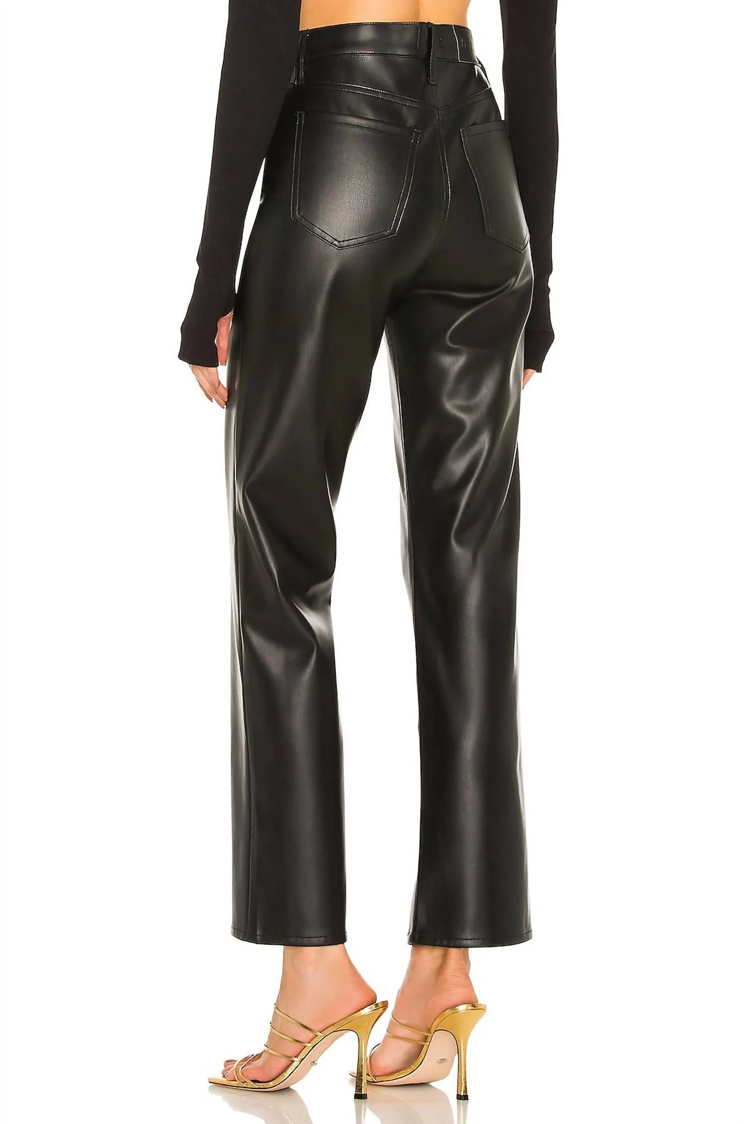 Cassie Super High Rise Straight Pants In Slate Black