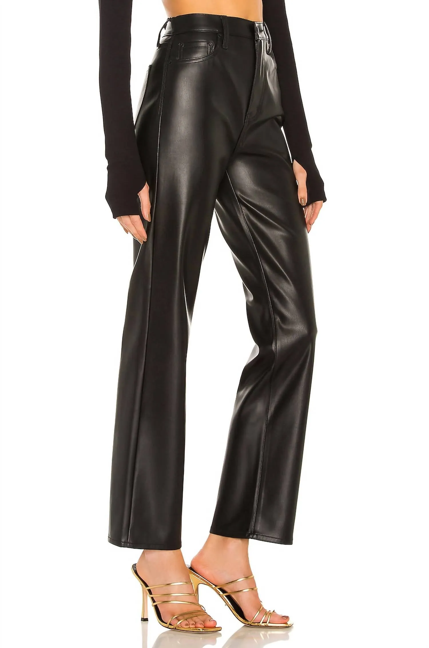 Cassie Super High Rise Straight Pants In Slate Black