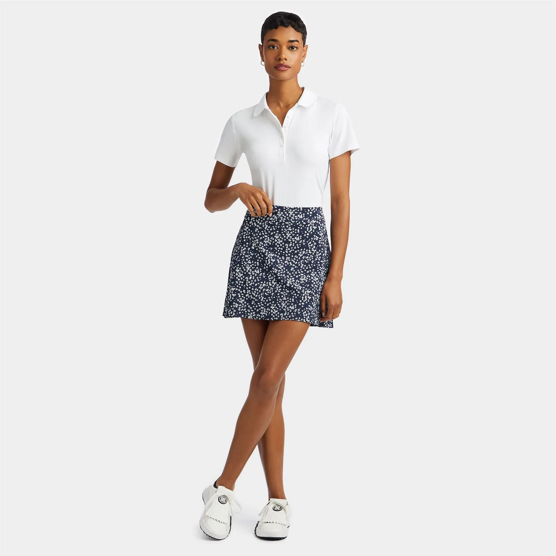 Cherry Blossom Silky Tech Nylon A-Line Skort Twilight