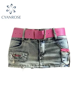 christmas outfit JazzHer Women's Vintage Blue A-line Denim Mini Skirts Y2k Korean Style Cowboy Short Skirts Harajuku Elegant Jean Skirt Summer Clothes