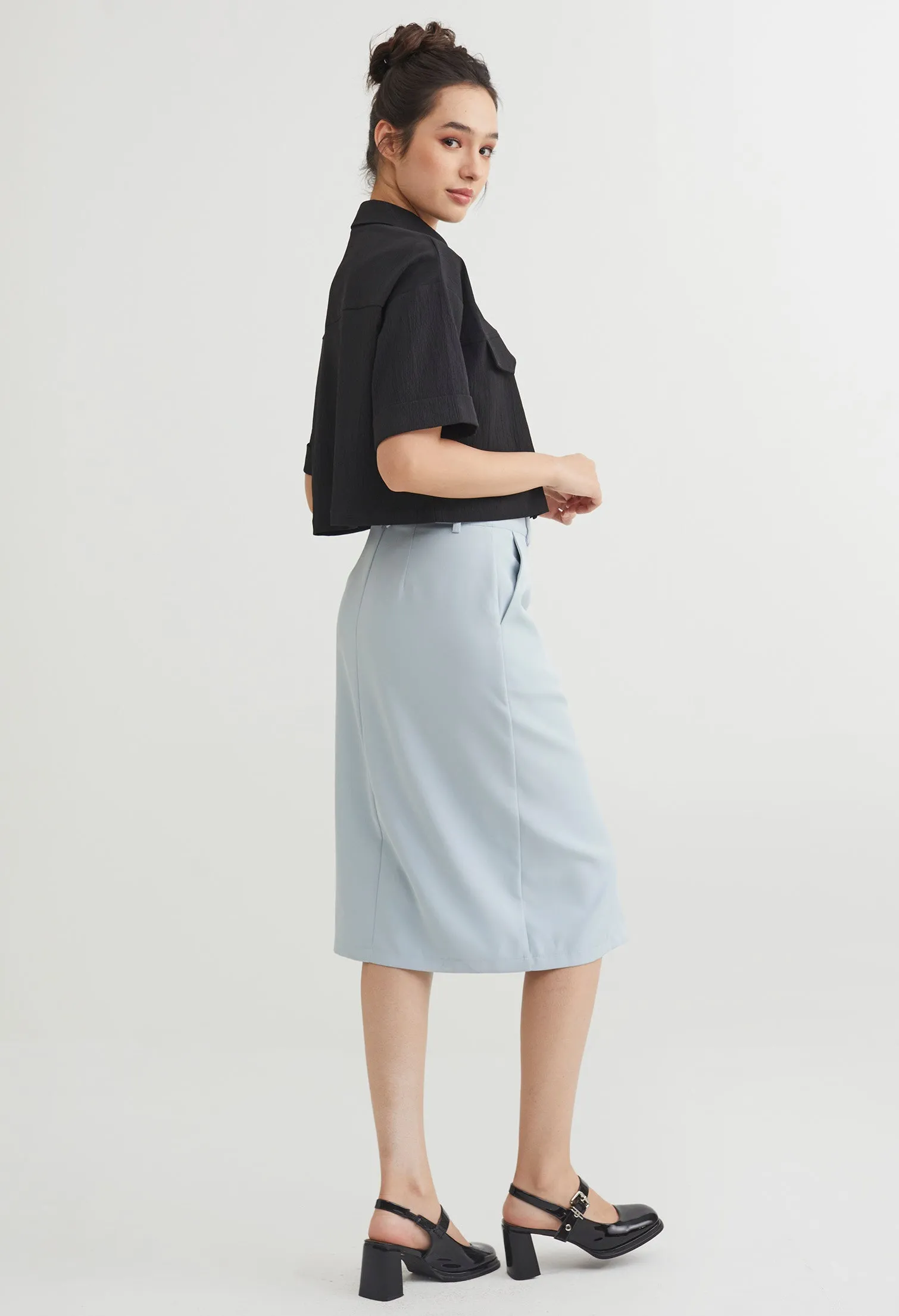Classic Button Front Boxy Blouse