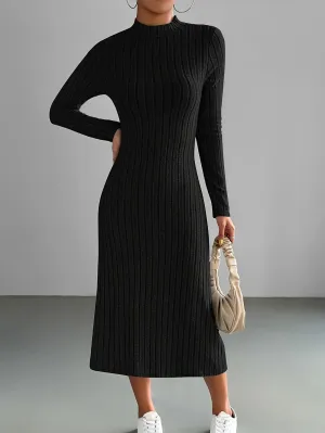 CLASSIC  RIBBED MIDI DRESS