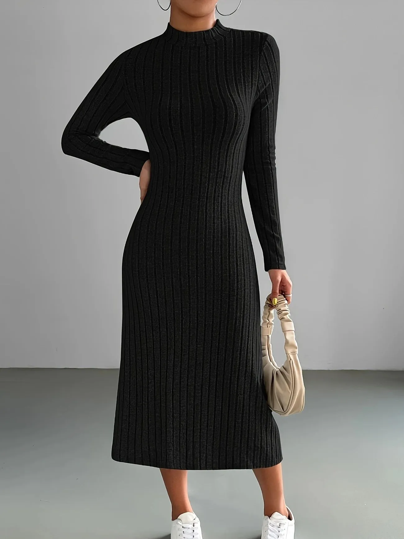 CLASSIC  RIBBED MIDI DRESS