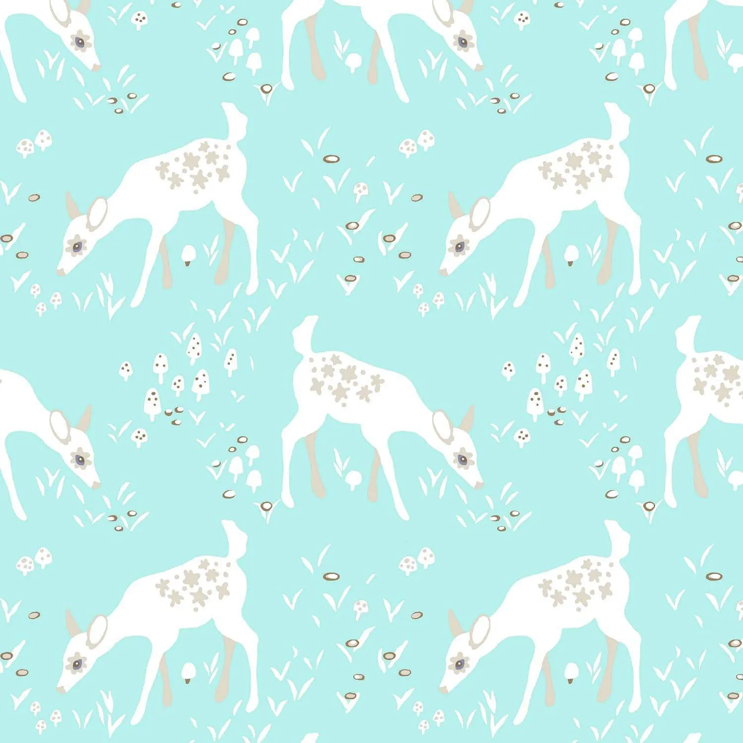 Clothworks - Woodland Gathering - Deer - Turquoise