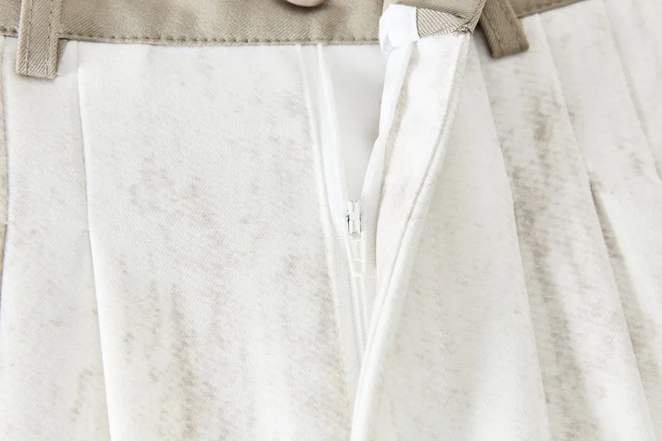 Comfortable and Breathable Wide Leg Pleated Pants with Belted Waist