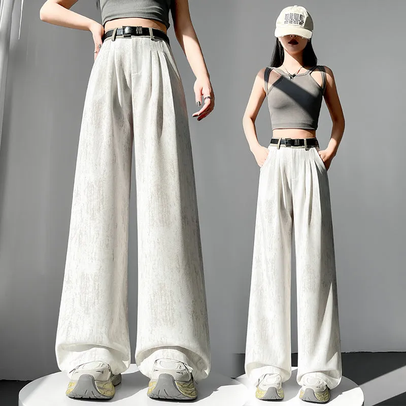 Comfortable and Breathable Wide Leg Pleated Pants with Belted Waist
