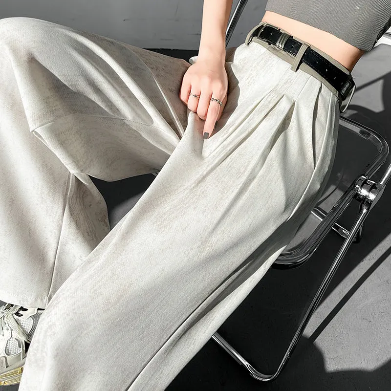 Comfortable and Breathable Wide Leg Pleated Pants with Belted Waist