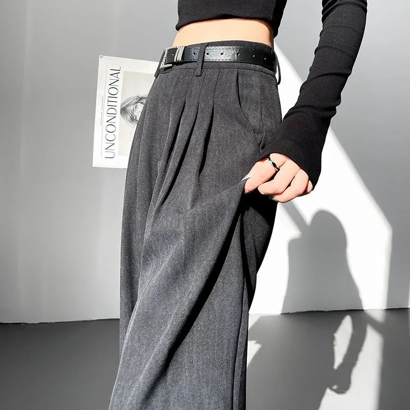 Comfortable and Breathable Wide Leg Pleated Pants with Belted Waist