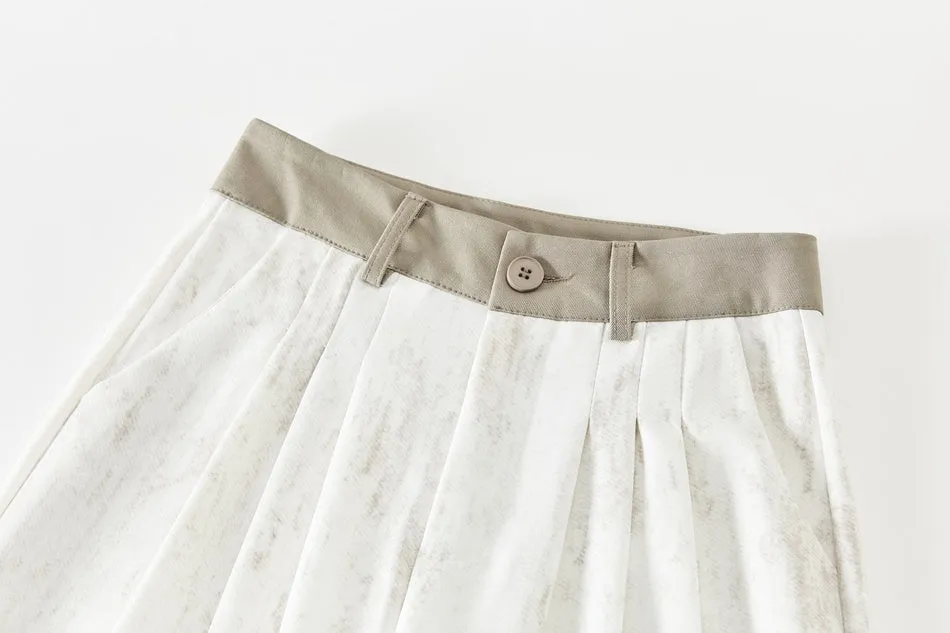 Comfortable and Breathable Wide Leg Pleated Pants with Belted Waist