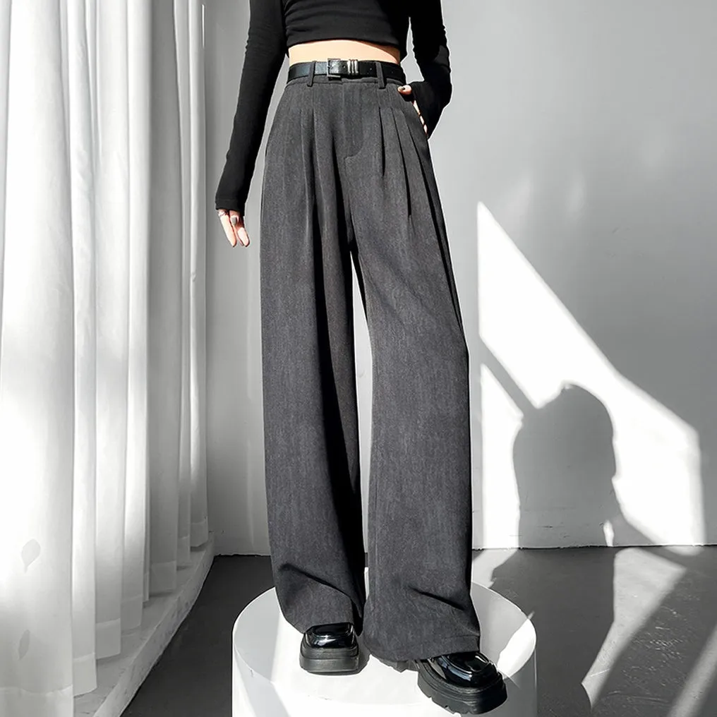 Comfortable and Breathable Wide Leg Pleated Pants with Belted Waist